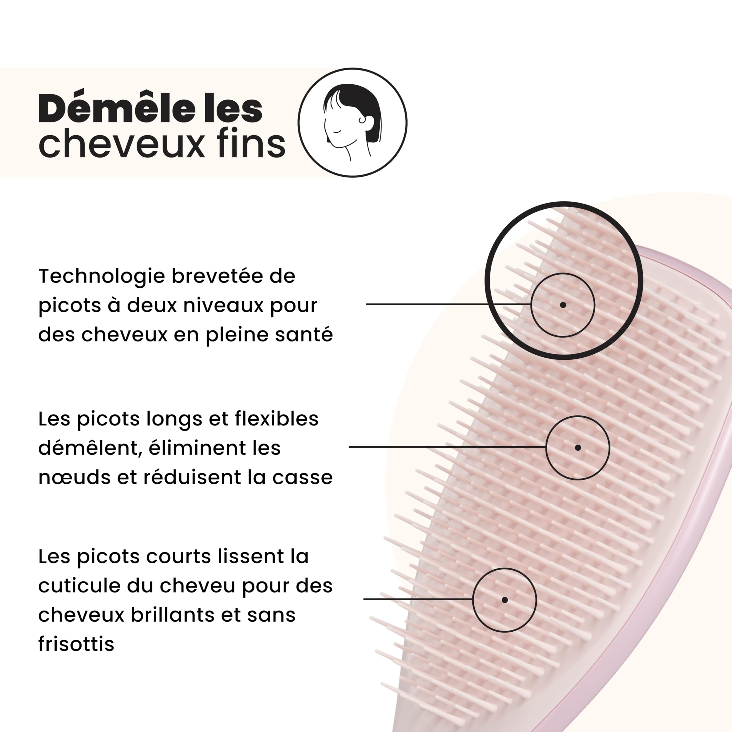 tangle-teezer-ultimate-detangler-fine-fragile-rose-paillettes-brosse-cheveux-fin image 2