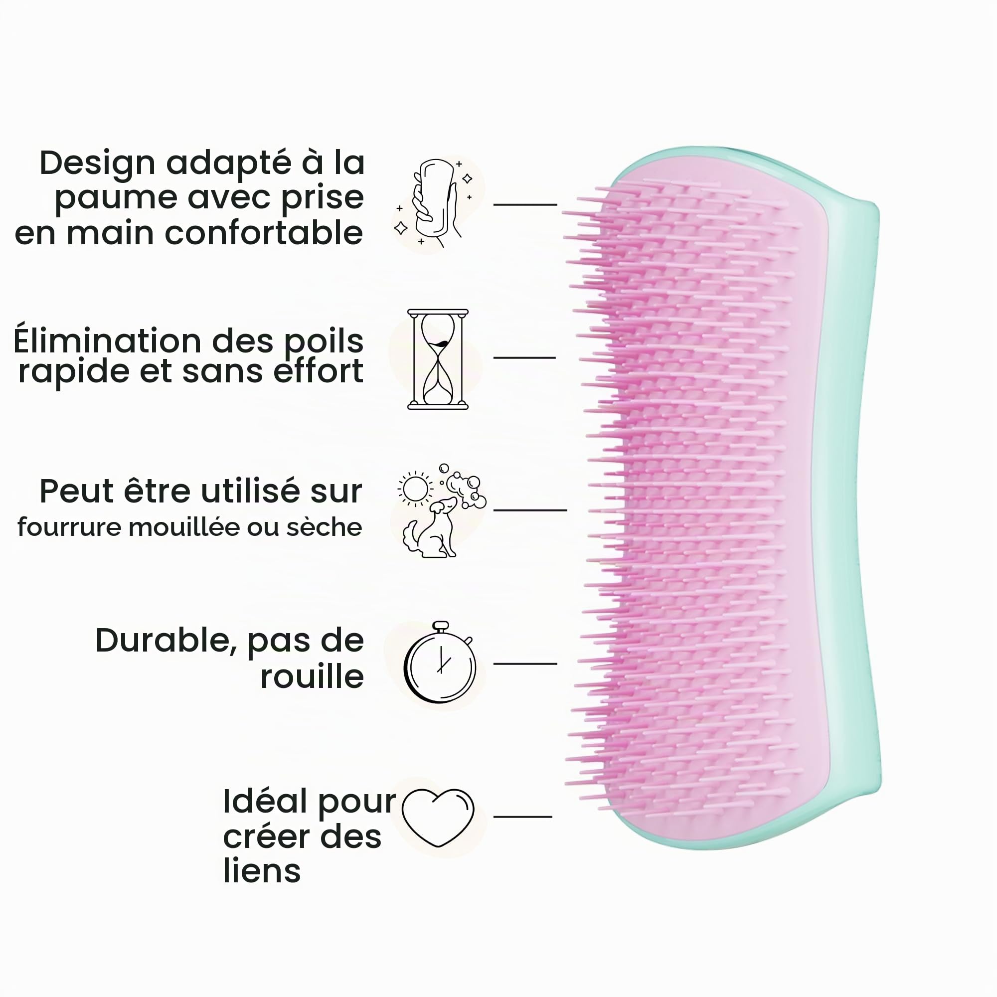 tangle-teezer-pet-teezer-menthe-et-rose-brosse-toilettage-chien image 4