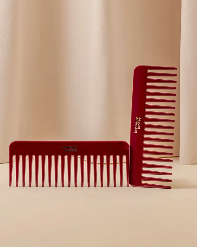 la-bonne-brosse-le-peigne-large-d-m-lant-en-ac-tate-rouge-cerise image 1