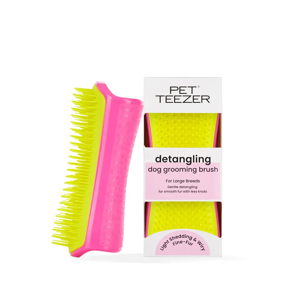 tangle-teezer-pet-teezer-grande-brosse-d-m-lante-chien-rose-et-jaune image 1