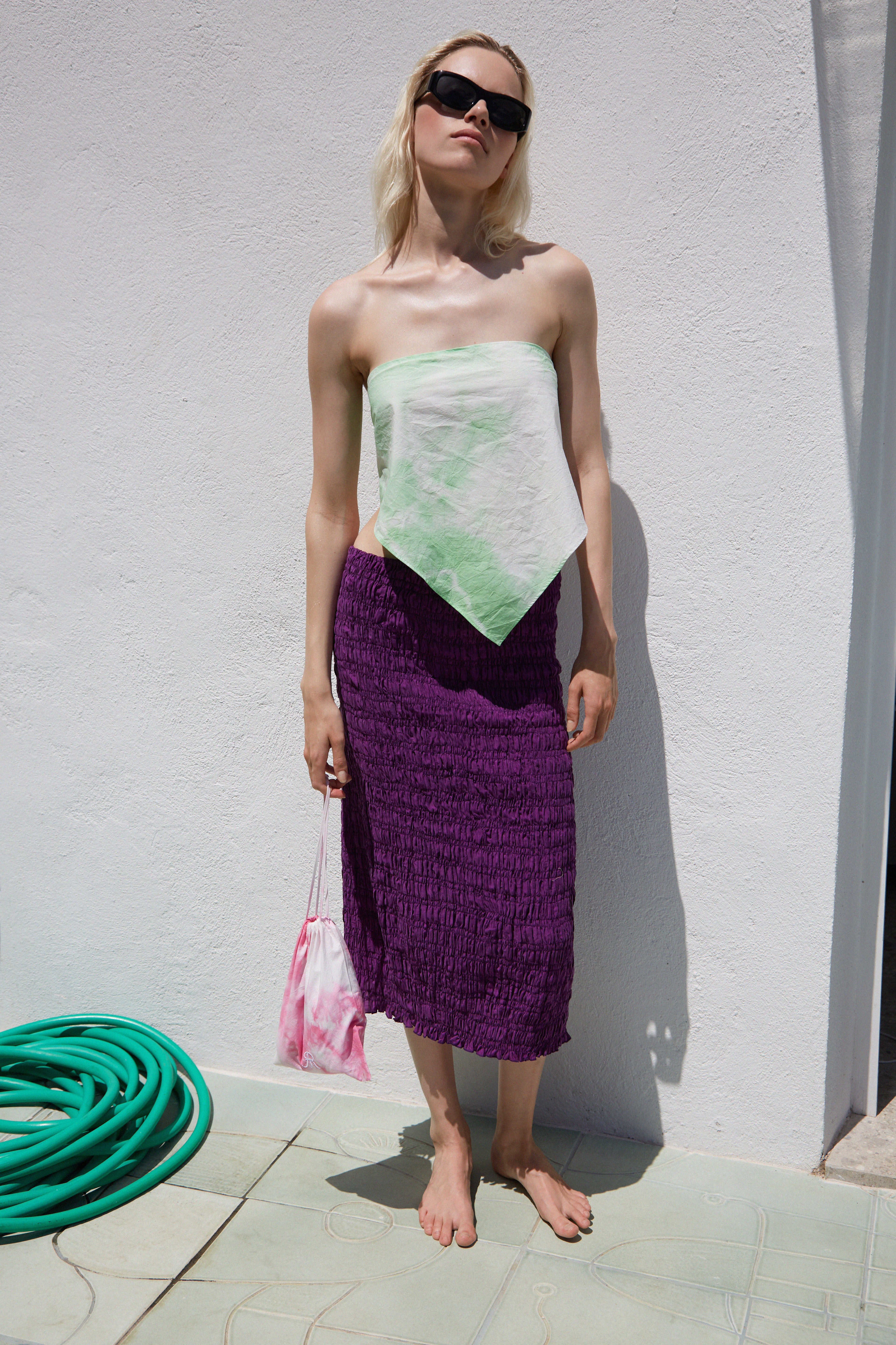 roseanna-x-la-bonne-brosse-le-fichu-salty-gelato-vert-coton-tie-dye-shibori image 2