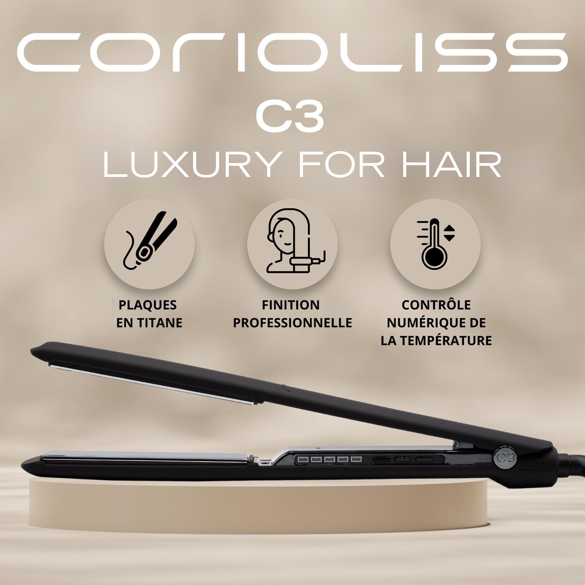 corioliss-c3-black-chrome-lisseur-professionnel-titane-plaques-extra-longues-135 image 2