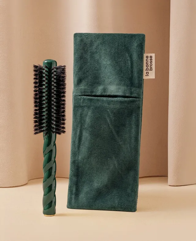la-bonne-brosse-pochette-brosse-ronde-vert-meraude image 1