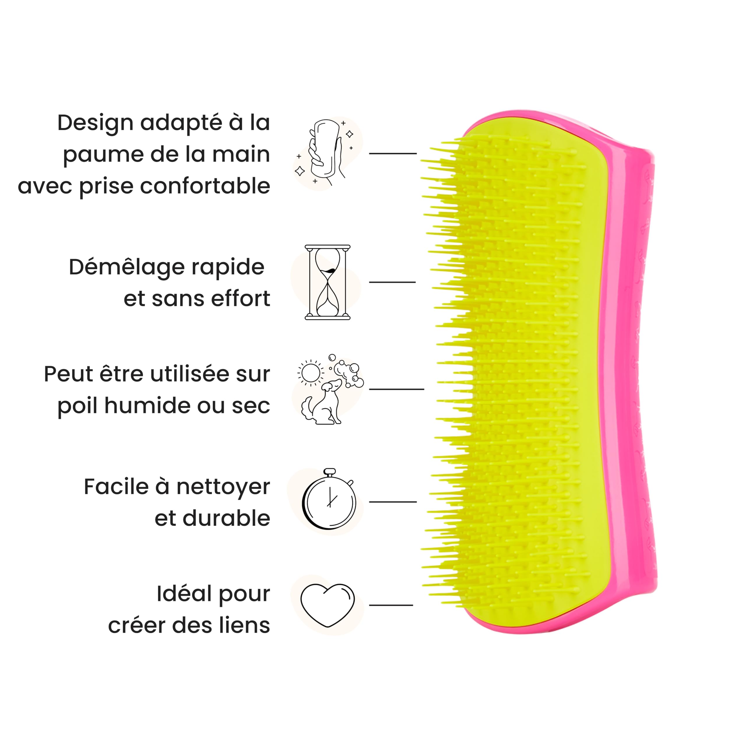 tangle-teezer-pet-teezer-grande-brosse-d-m-lante-chien-rose-et-jaune image 5