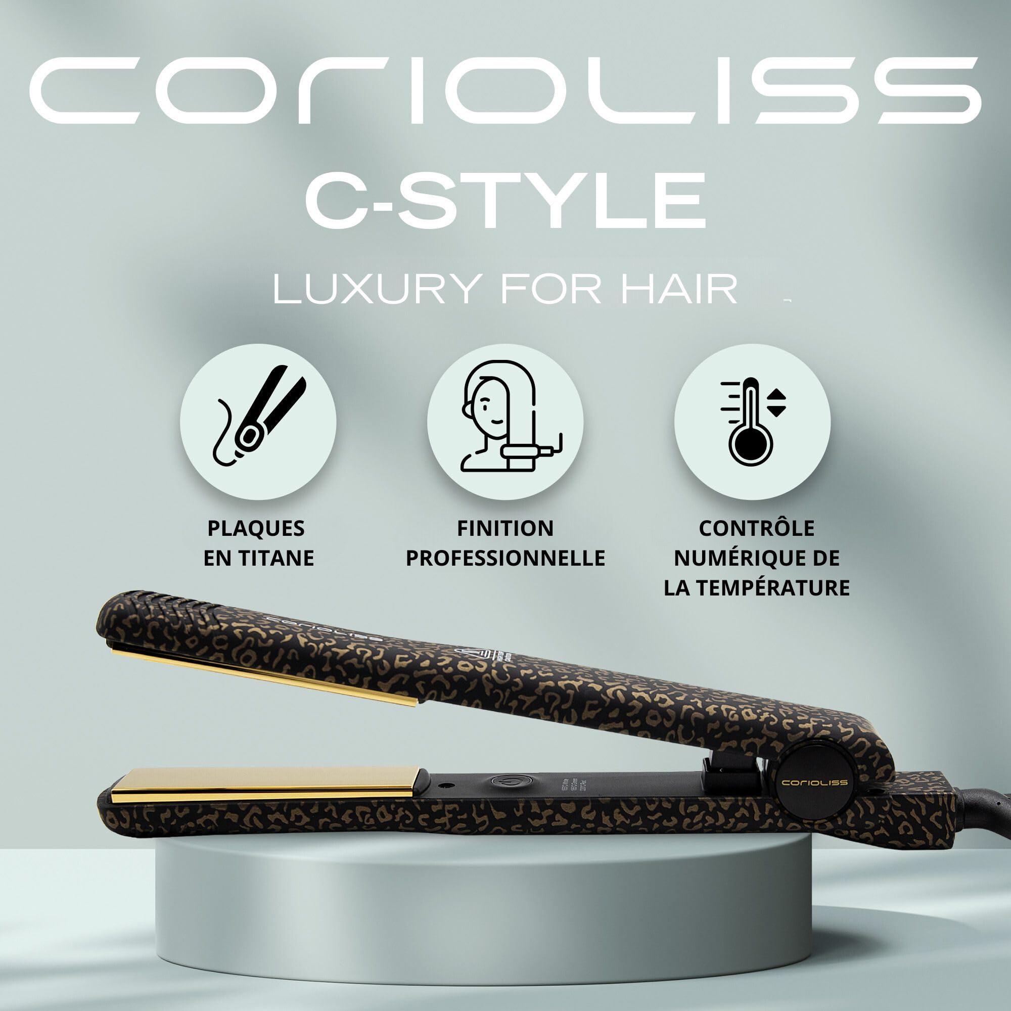 corioliss-c-style-lisseur-professionnel-titanium-leopard-gold-brosse-paddle image 2