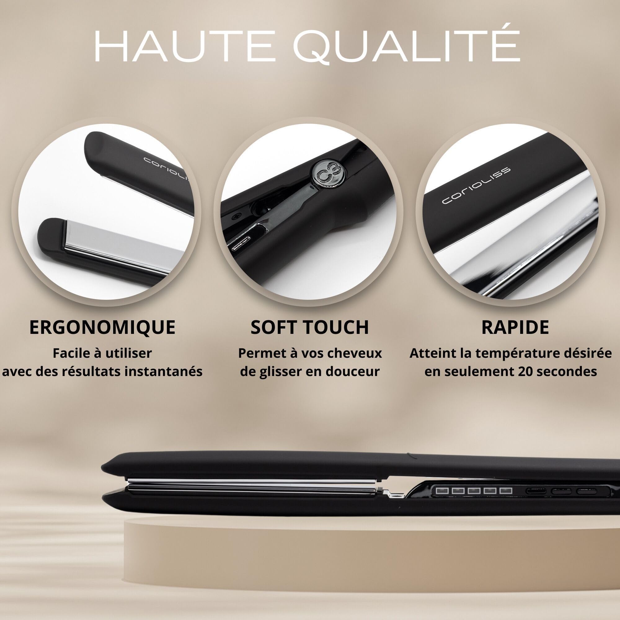 corioliss-c3-black-chrome-lisseur-professionnel-titane-plaques-extra-longues-135 image 4