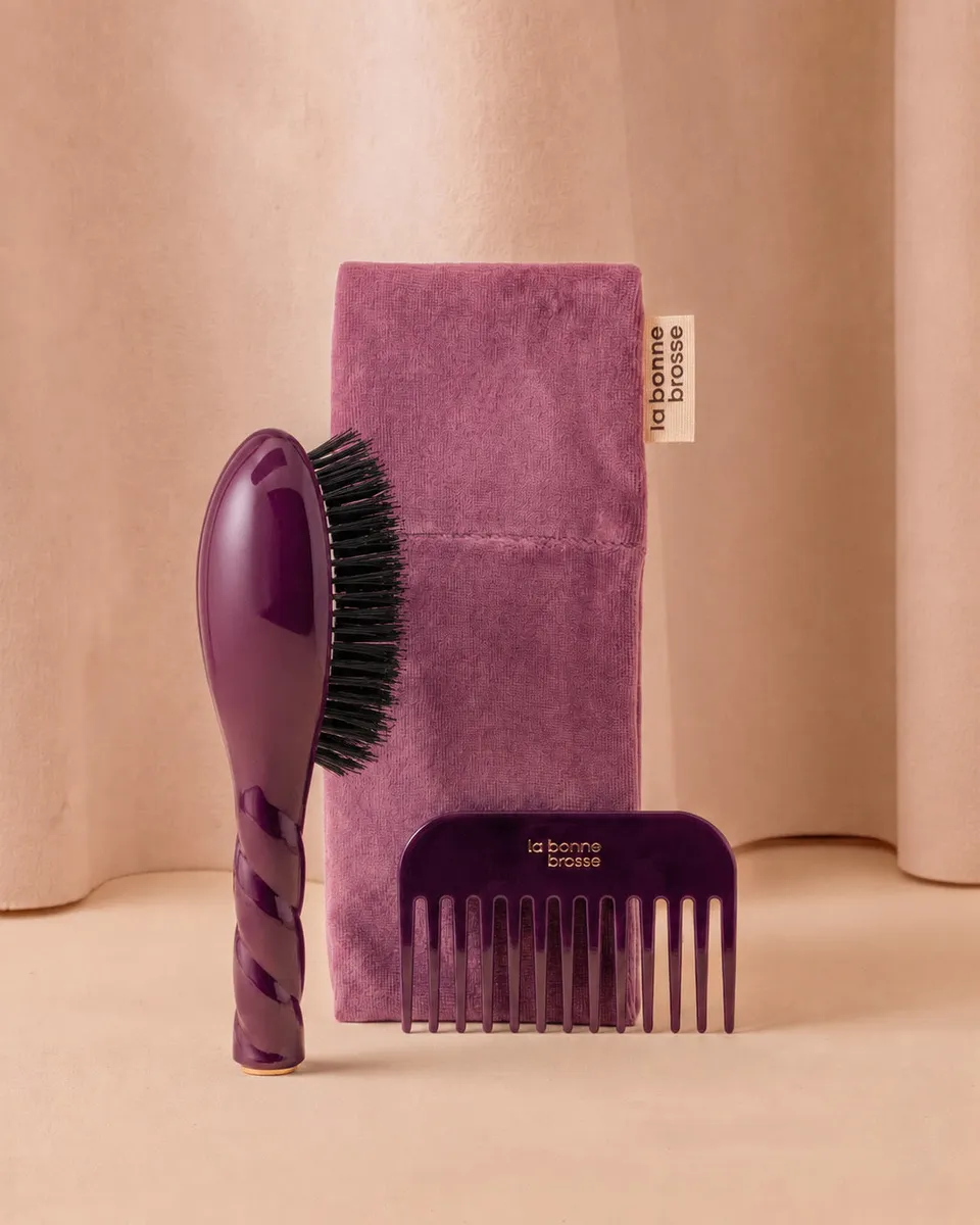 la-bonne-brosse-trio-dition-limit-e-aubergine-la-petite-brosse-peigne-pochette image 1