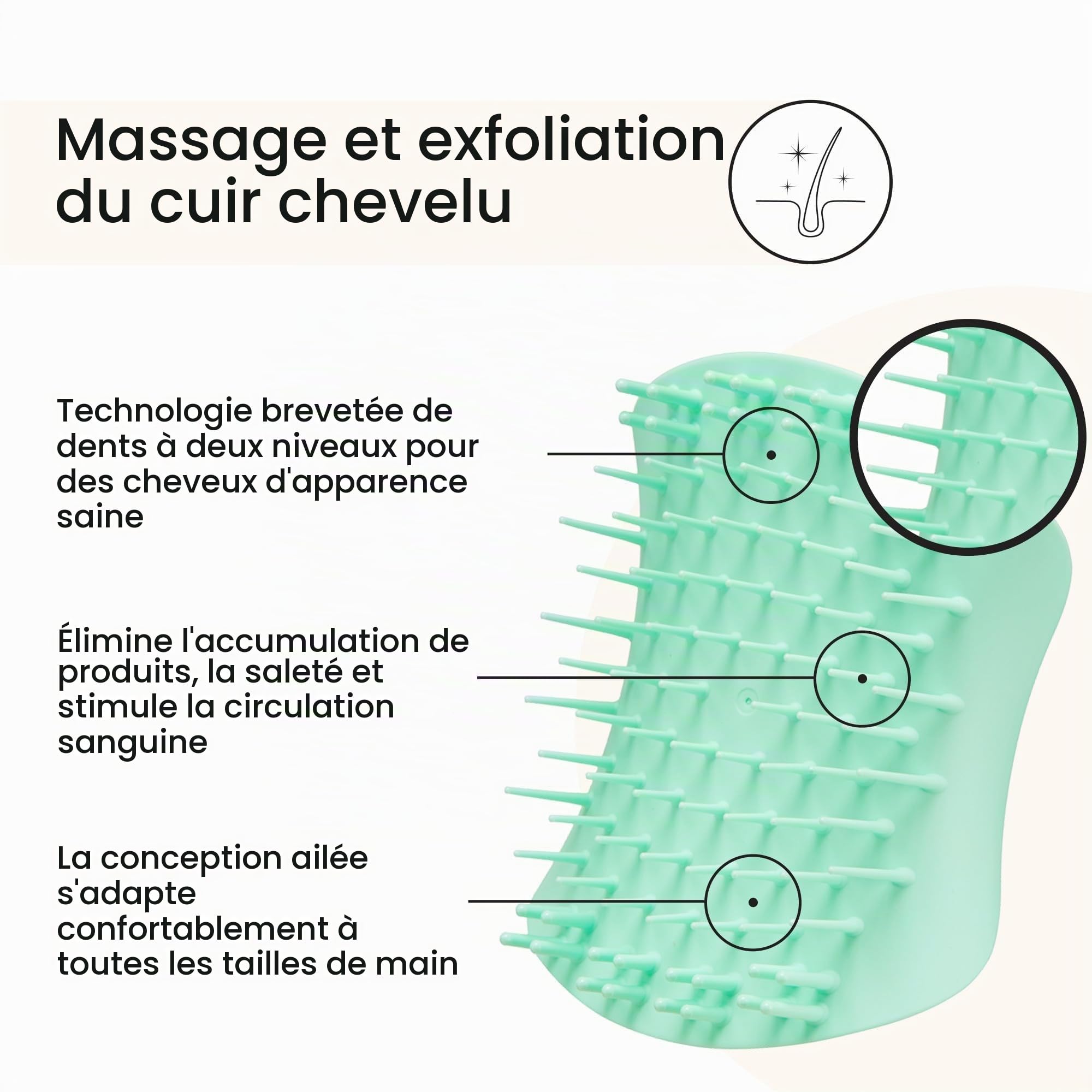 tangle-teezer-scalp-exfoliator-massager-brosse-exfoliante-cuir-chevelu-vert image 2