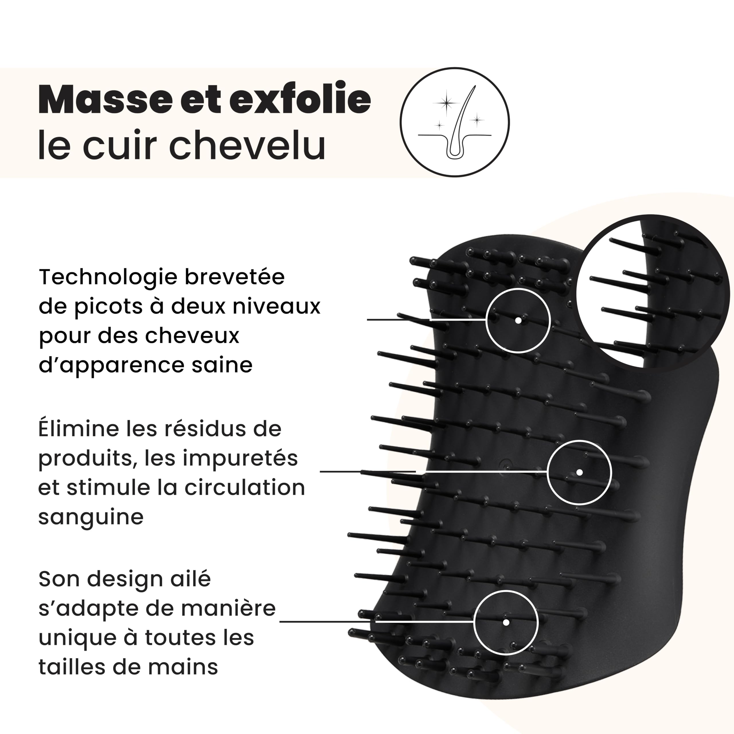 tangle-teezer-scalp-exfoliator-massager-brosse-cuir-chevelu-noir-onyx image 2