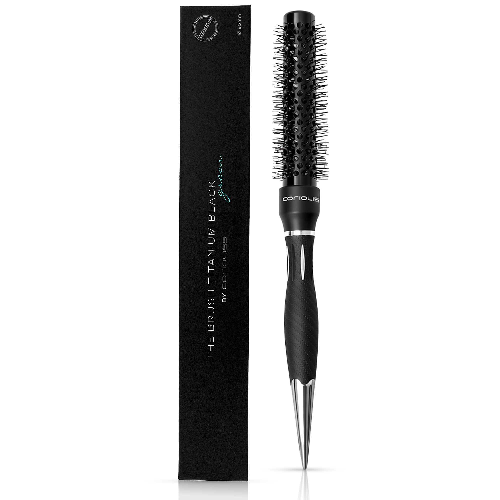 corioliss-brush-titanium-black-green-brosse-ronde-brushing-25-mm-cheveux-courts image 1