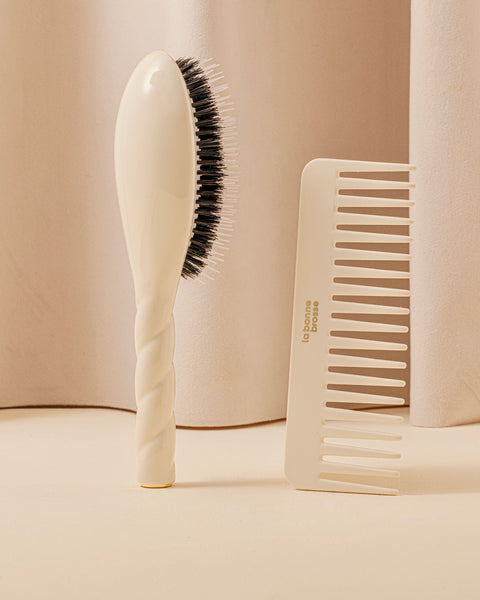 la-bonne-brosse-peigne-large-d-m-lant-en-ac-tate-blanc-cr-me-160x60x3-mm image 4