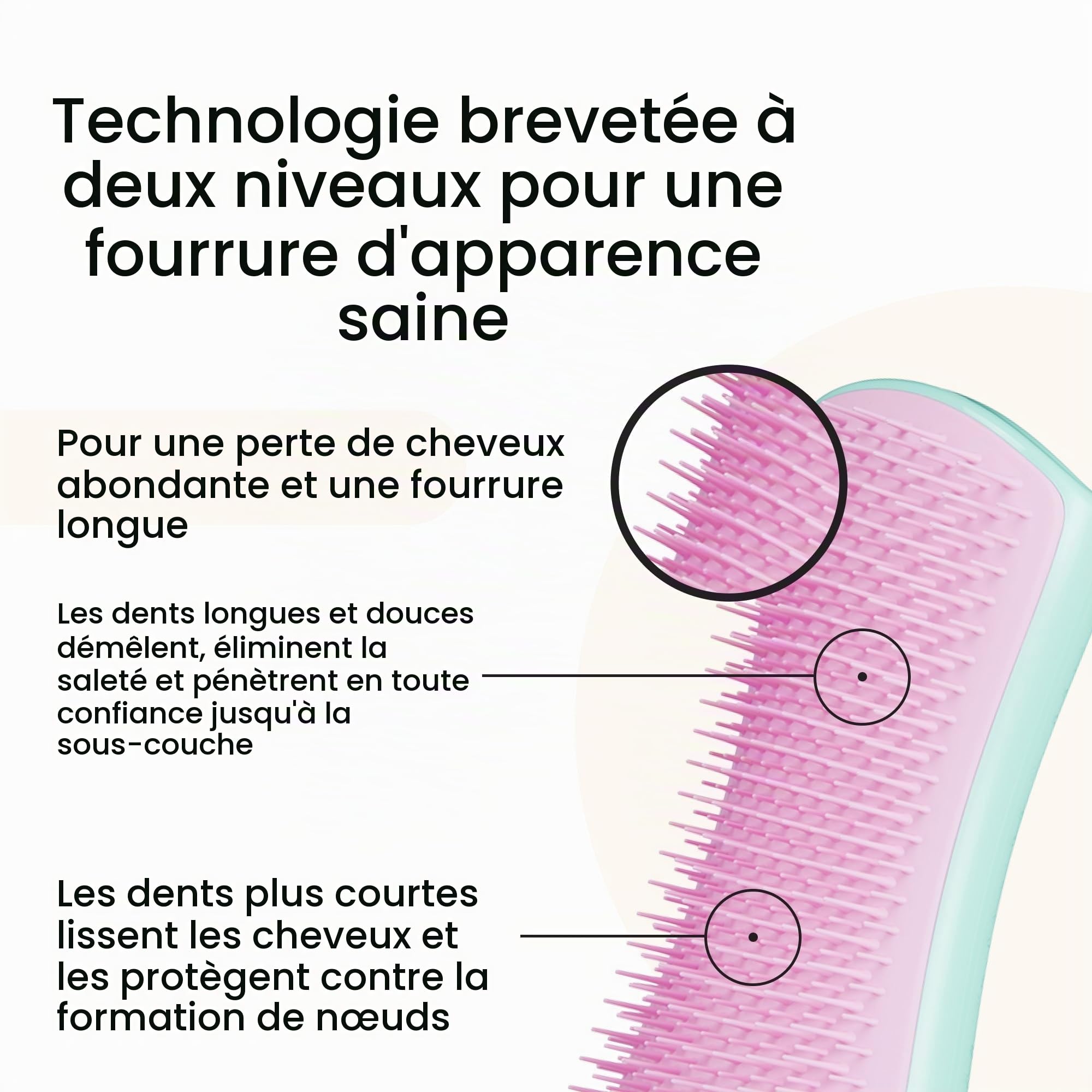 tangle-teezer-pet-teezer-menthe-et-rose-brosse-toilettage-chien image 2