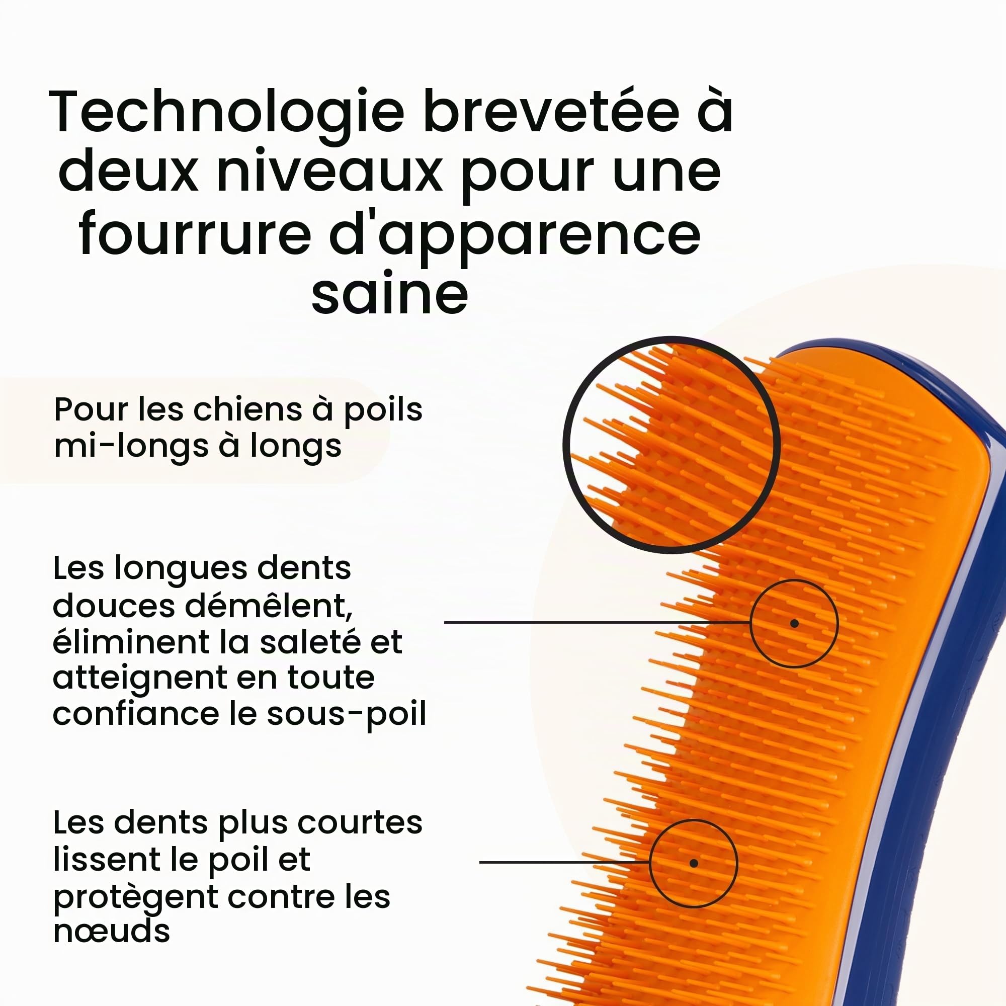 tangle-teezer-pet-teezer-grande-brosse-d-m-lante-chien-bleu-marine-et-orange image 2