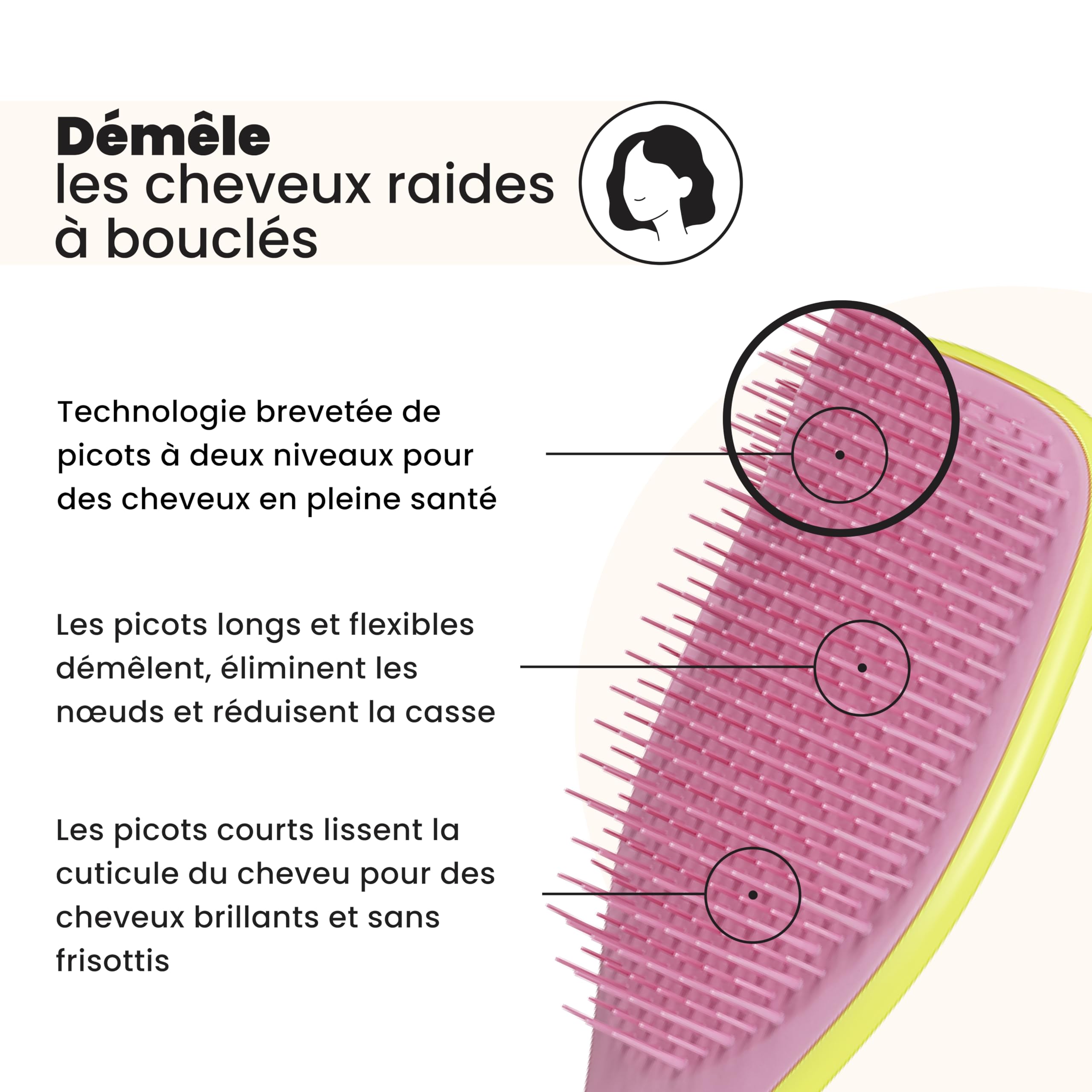 tangle-teezer-ultimate-detangler-brosse-d-m-lante-jaune-vif-et-bouton-de-rose-to image 2
