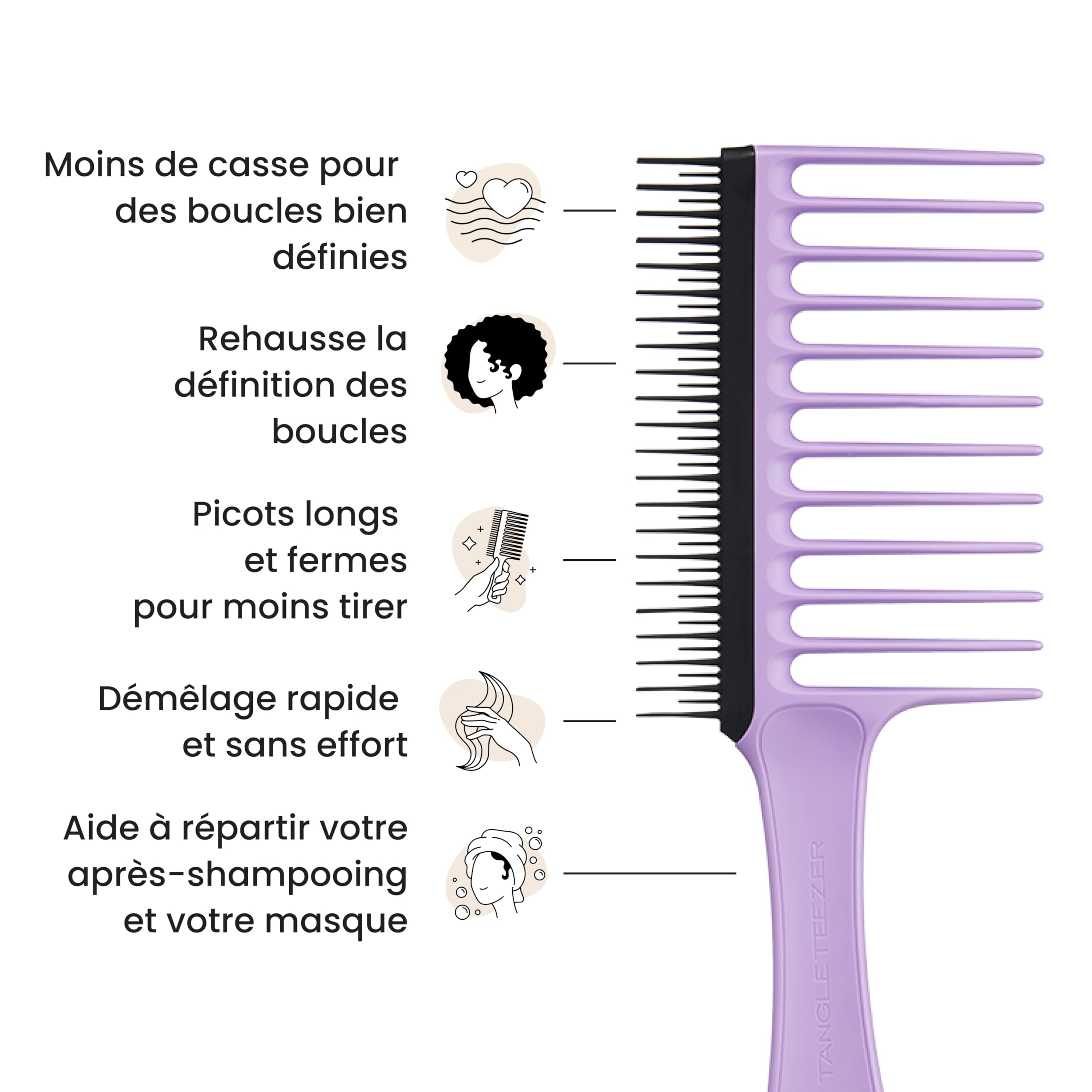 tangle-teezer-wide-tooth-peigne-cheveux-boucl-s-3c-4c-lilas-et-noir image 4