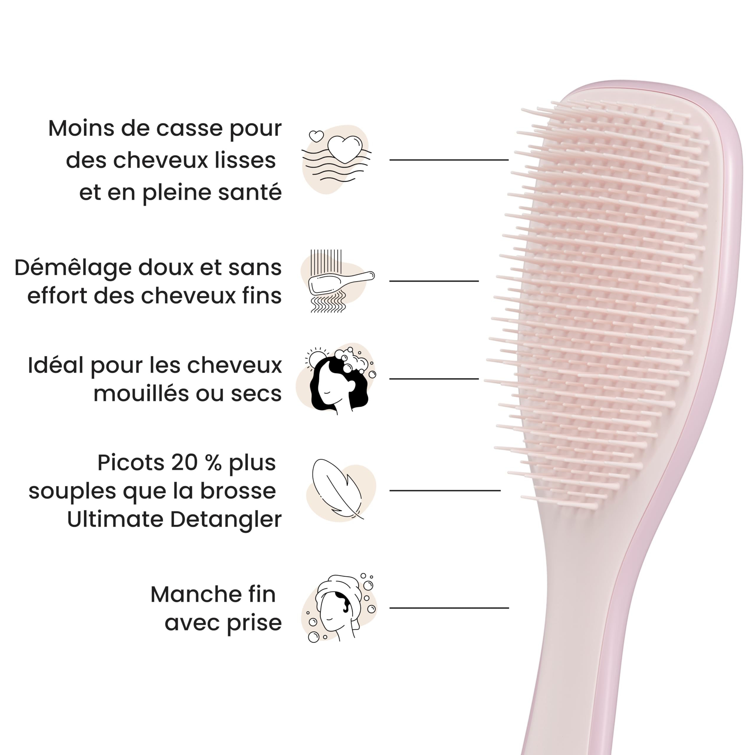 tangle-teezer-ultimate-detangler-fine-fragile-rose-paillettes-brosse-cheveux-fin image 5