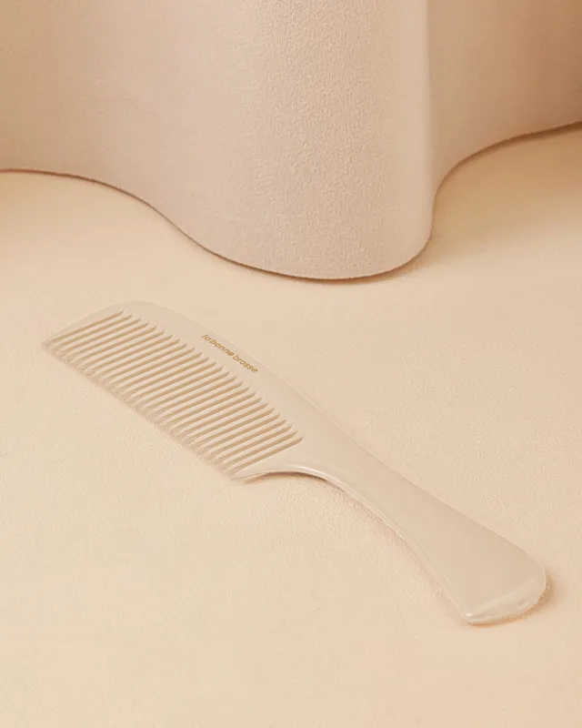 la-bonne-brosse-le-peigne-manche-d-m-lant-en-ac-tate-blanc-cr-me-grand-peigne-la image 1