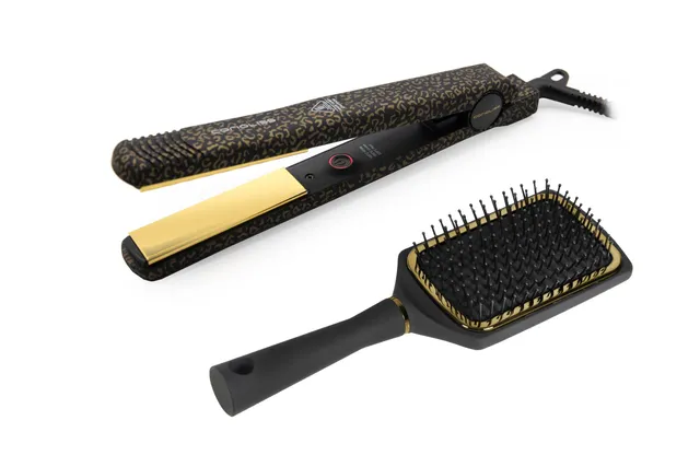 corioliss-c-style-lisseur-professionnel-titanium-leopard-gold-brosse-paddle image 1